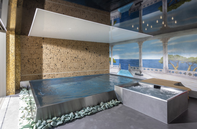 Edelstahlbecken mit 2-seitiger Infinity-Überlaufrinne Edelstahlbecken mit 2-seitiger Infinity-Überlaufrinne